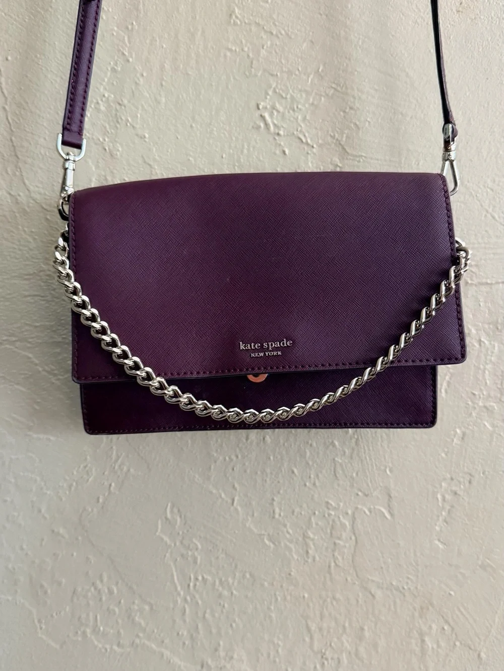 kate spade Plum Leather Crossbody Bag with Adjustable Strap